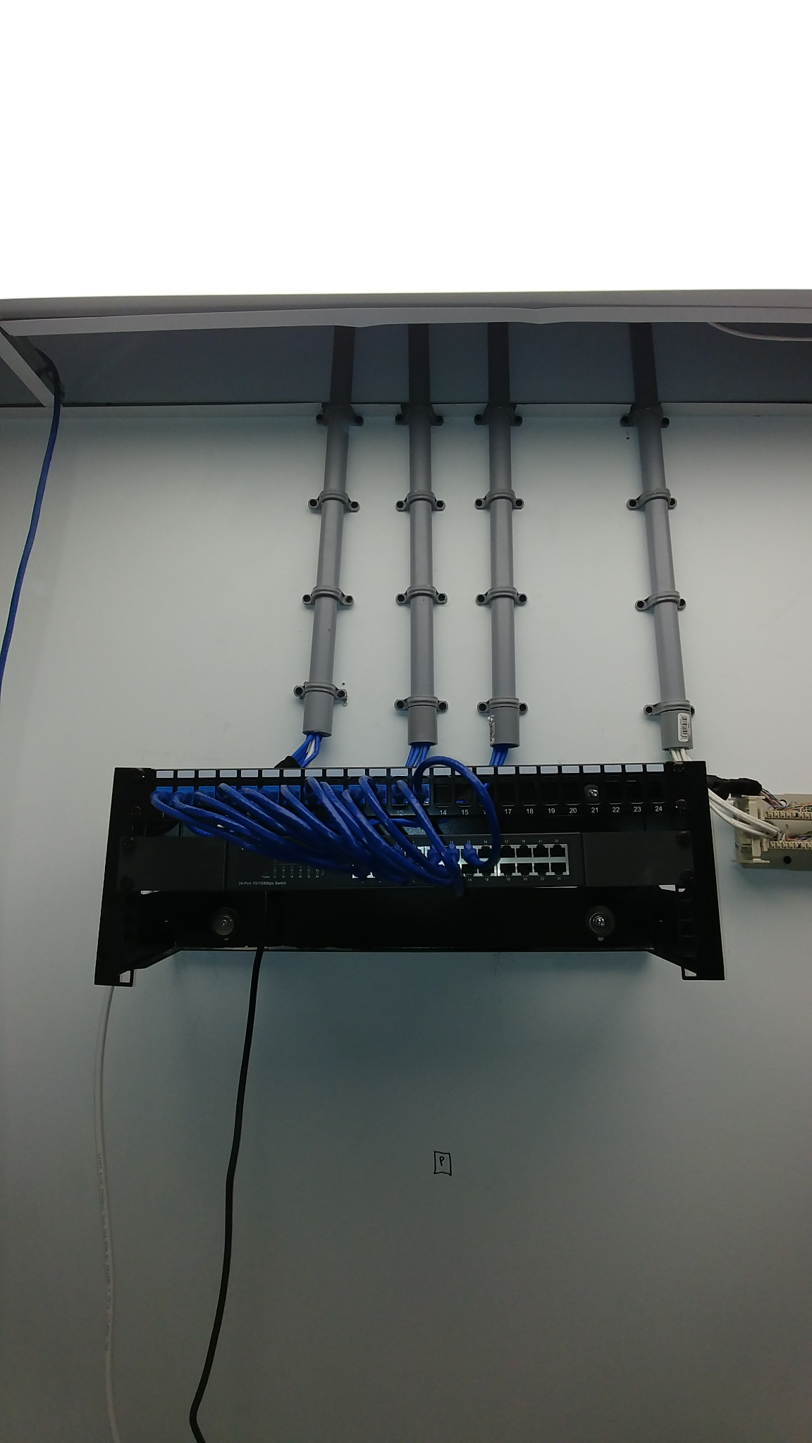 Completed network rack and patch panel installation